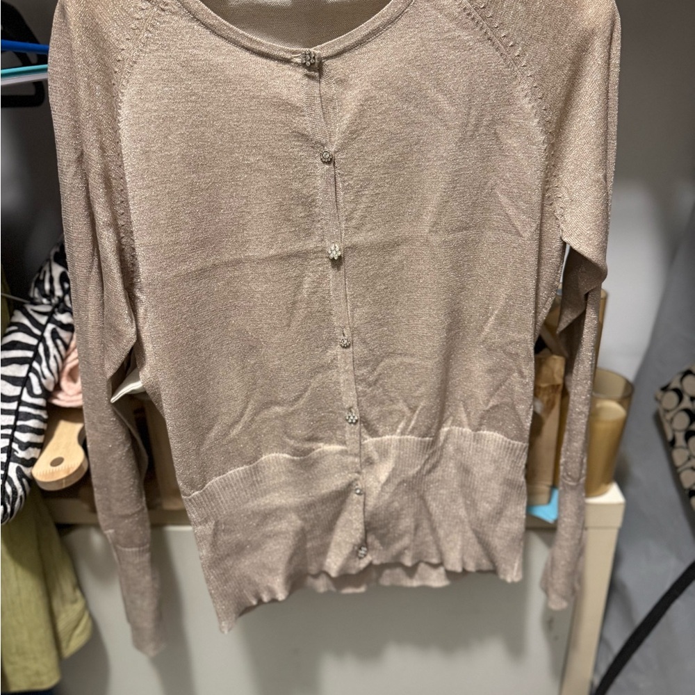 Elegant gold Button-Up Cardigan